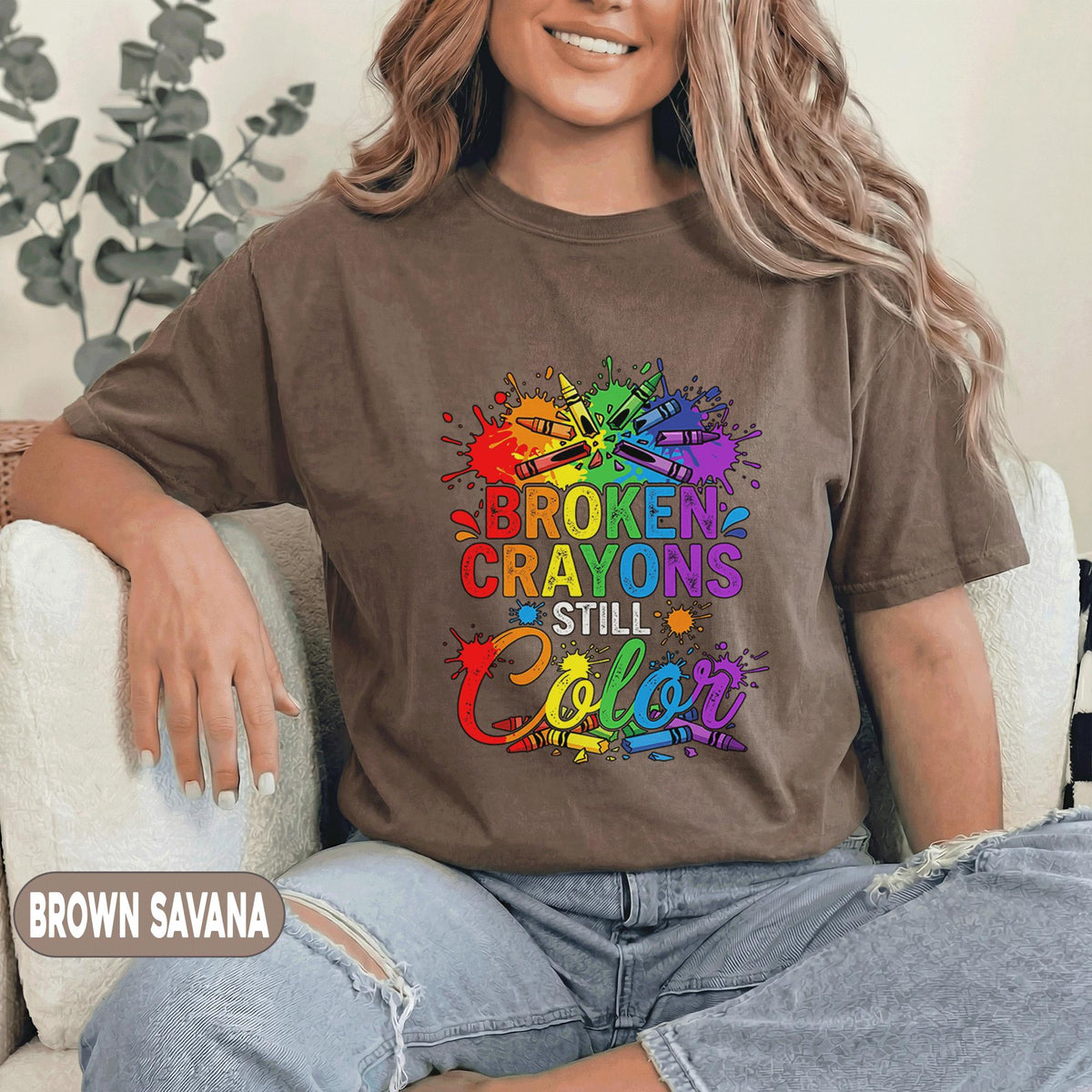 Broken Crayons Still Color Shirt Rainbow Crayon Splash Tee Mental Health Awareness Inspirational Quote Gift Mental Health Awareness T Shirt