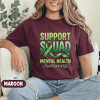 Support Squad Mental Health Awareness Shirt Green Ribbon Tee Inspirational Support Group Gift Mental Health Advocate Unisex Green T Shirt