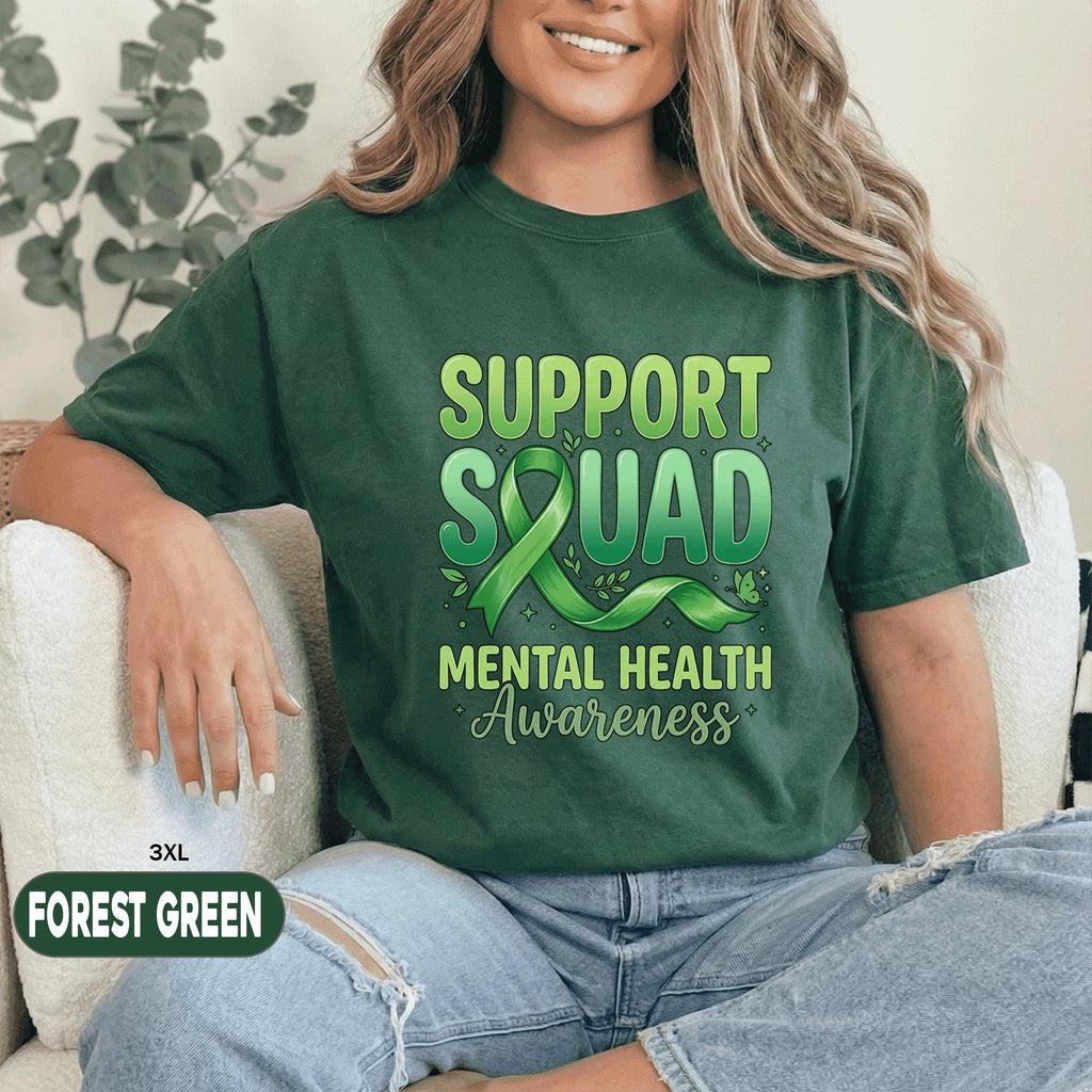Support Squad Mental Health Awareness Shirt Green Ribbon Tee Inspirational Support Group Gift Mental Health Advocate ...