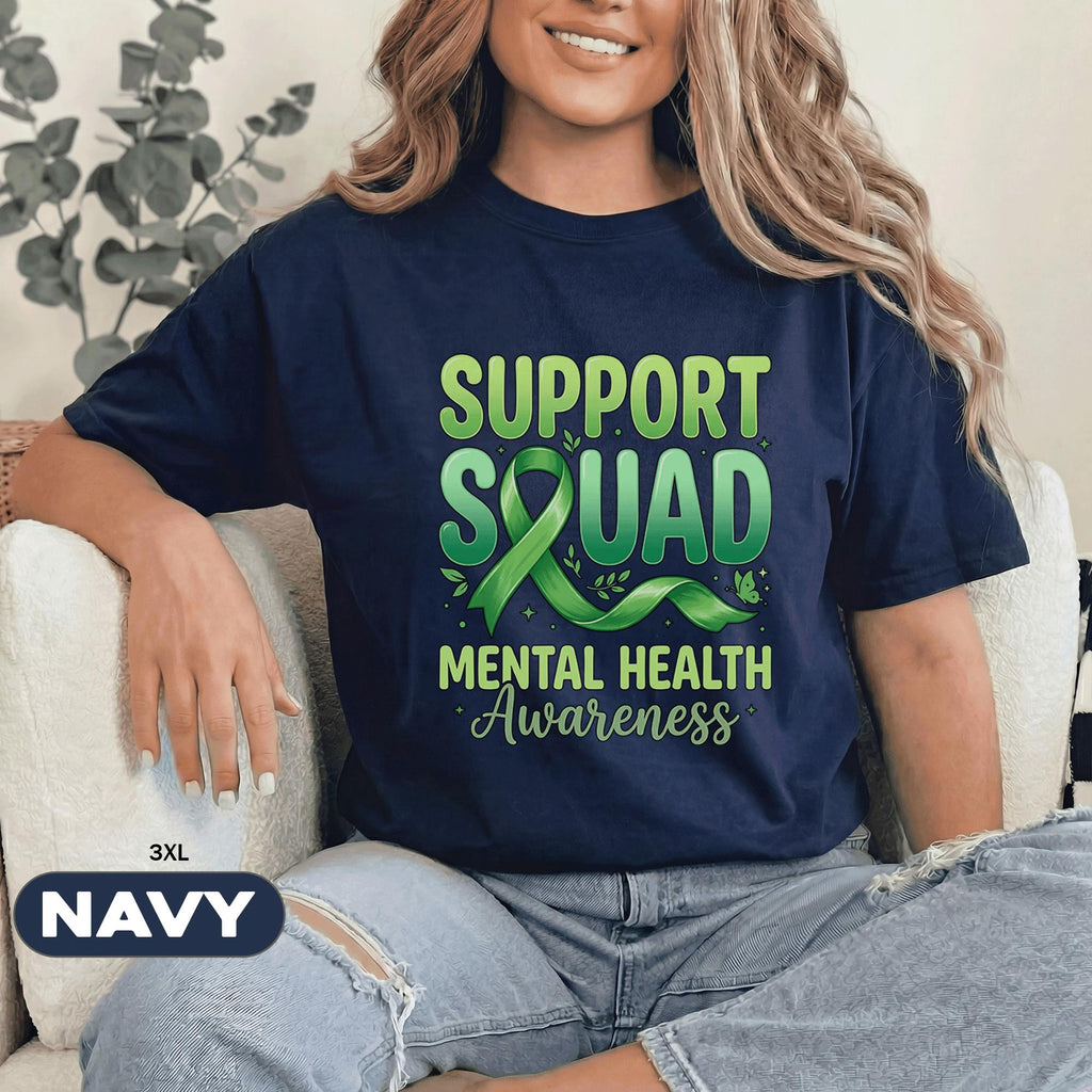 Support Squad Mental Health Awareness Shirt Green Ribbon Tee Inspirational Support Group Gift Mental Health Advocate Unisex Green T Shirt
