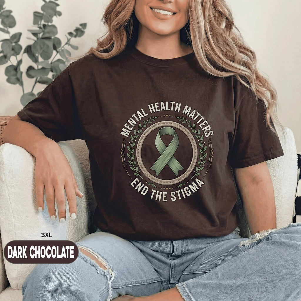 Mental Health Matters End The Stigma Shirt Green Ribbon Awareness Tee Inspirational Support Gift Unisex Mental Health Awareness T Shirt