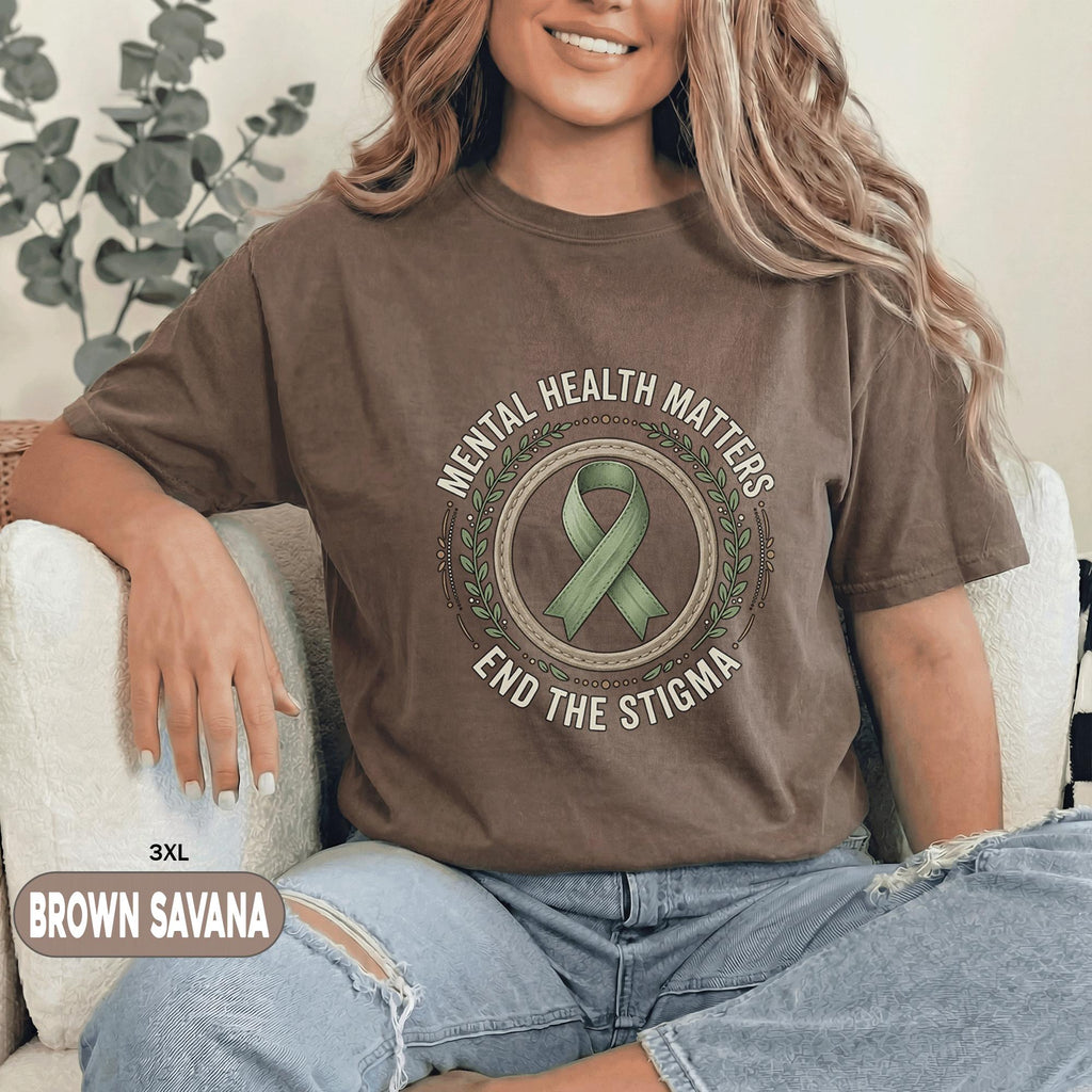 Mental Health Matters End The Stigma Shirt Green Ribbon Awareness Tee Inspirational Support Gift Unisex Mental Health Awareness T Shirt