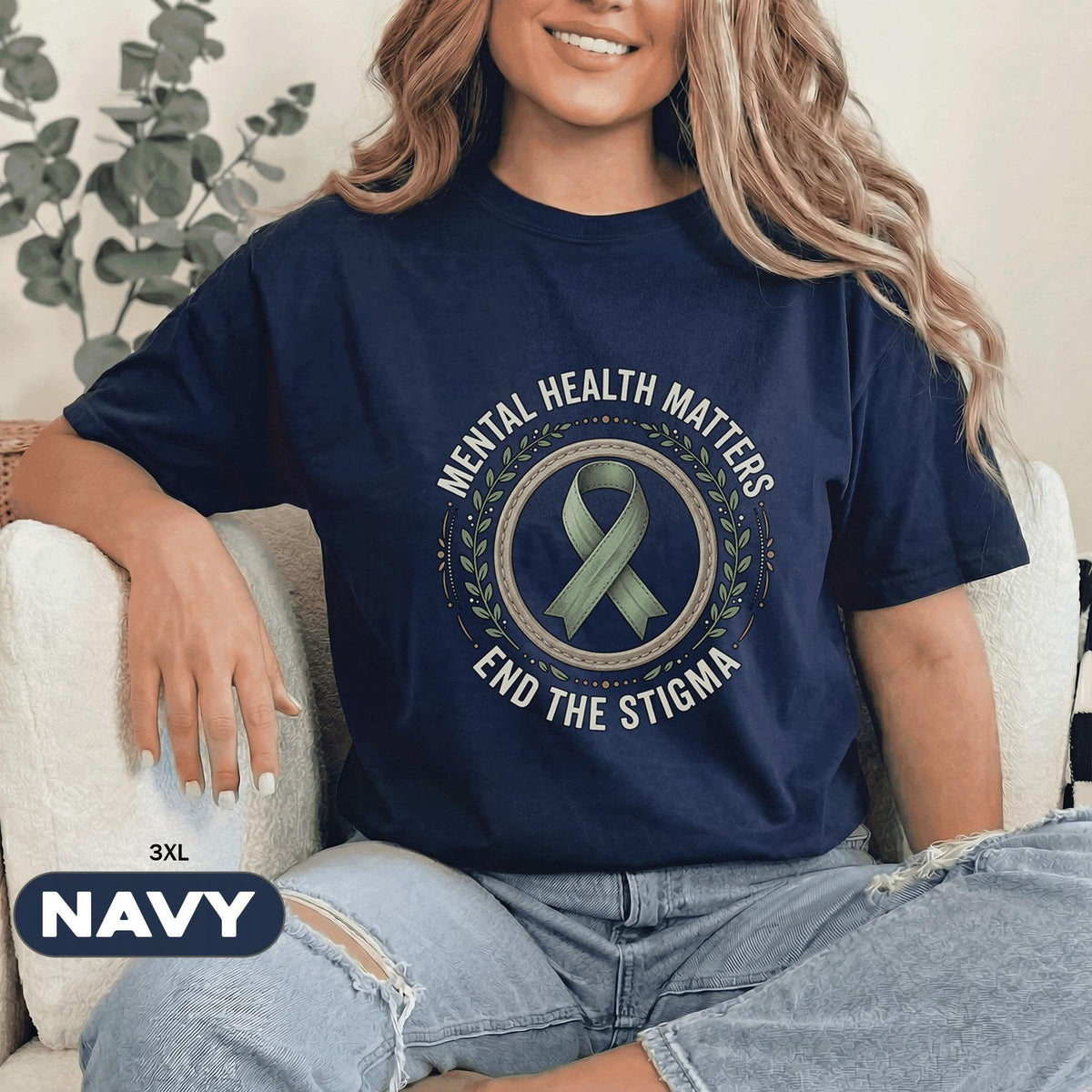 Mental Health Matters End The Stigma Shirt Green Ribbon Awareness Tee Inspirational Support Gift Unisex Mental Health Awareness T Shirt