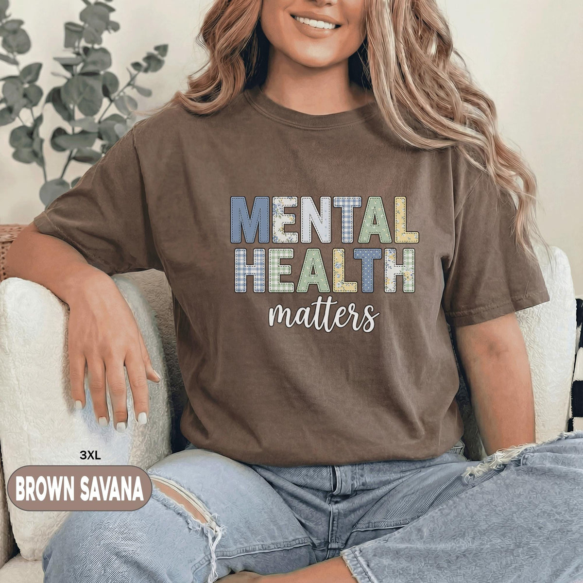 Mental Health Matters Shirt Vintage Patchwork Text Tee Inspirational Awareness Quote Gift Retro Style Unisex Mental Health Awareness T Shirt
