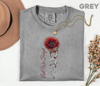 Lest We Forget Poppy Comfort Colors® Shirt, Memorial Day Tribute Tee, Falling Dog Tags, Veteran Remembrance Gift Shirt