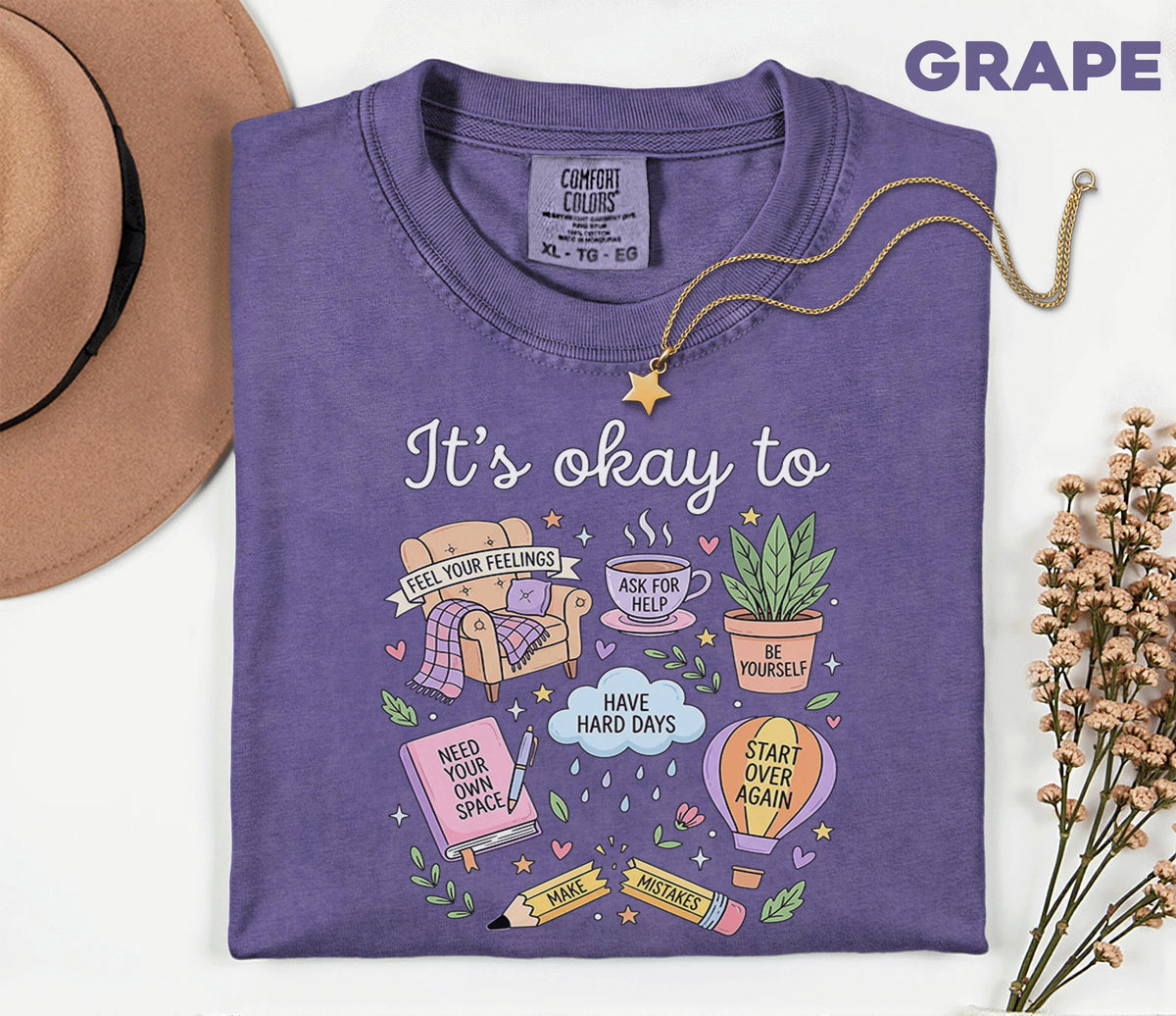 Comfort Colors® Mental Health Awareness It’s Okay To Shirt Positive Affirmation Tee Self Care Therapy Support Cute Unisex Wellness Gift