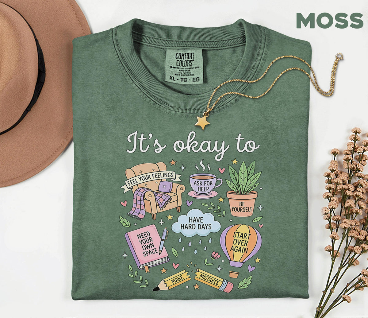 Comfort Colors® Mental Health Awareness It’s Okay To Shirt Positive Affirmation Tee Self Care Therapy Support Cute Unisex Wellness Gift