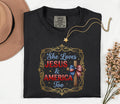 Comfort Colors® She Loves Jesus and America Too Shirt Patriotic Christian Cross Bow USA Tee Fourth of July Independen...