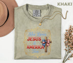 Comfort Colors® She Loves Jesus and America Too Shirt Patriotic Christian Cross Bow USA Tee Fourth of July Independence Day Gift 4th of July