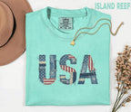 Comfort Colors® USA Patchwork Denim Shirt Patriotic Distressed USA Tee Vintage American Shirt Fourth of July 4th Shirt Independence Day Gift