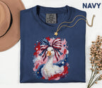 Comfort Colors® Patriotic Goose Shirt USA Flag Bow Duck Tee Fourth of July 4th Shirt Cute American Goose Independence Day Funny Animal Gift