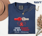 Her Fight Is My Fight Stroke Awareness Shirt, Comfort Colors Stroke Support Tee, Red Ribbon Survivor Caregiver Gift Idea