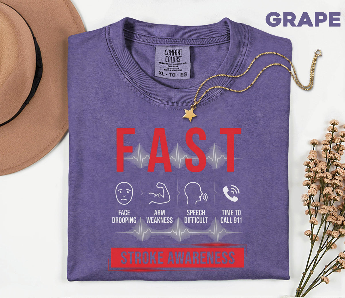 FAST Stroke Awareness Shirt, Comfort Colors Stroke Awareness Tee, Medical Emergency Signs Shirt, Nurse Caregiver Support Gift