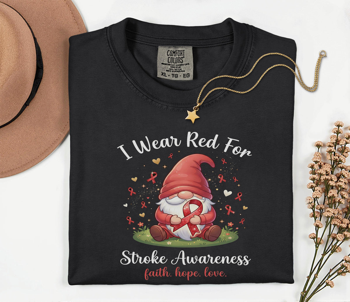 I Wear Red For Stroke Awareness Shirt, Comfort Colors Stroke Awareness Tee