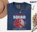 Support Squad Stroke Awareness Shirt, Comfort Colors Stroke Awareness Tee, Brain Ribbon Survivor Gift, Caregiver Medical Support T-Shirt
