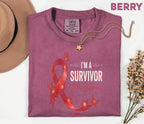 I’m A Survivor Stroke Awareness Shirt, Comfort Colors Stroke Awareness Tee, Red Ribbon Survivor Gift, Inspirational Medical Support T-Shirt