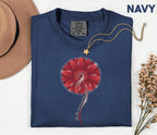 Comfort Colors Stroke Awareness Shirt, Red Gerbera Flower Ribbon Tee, Elegant Stroke Support Gift, Medical Awareness T-Shirt