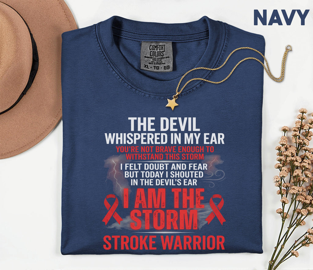 I Am The Storm Stroke Warrior Shirt, Comfort Colors Stroke Awareness Tee, Inspirational Survivor Gift, Red Ribbon Warrior T-Shirt