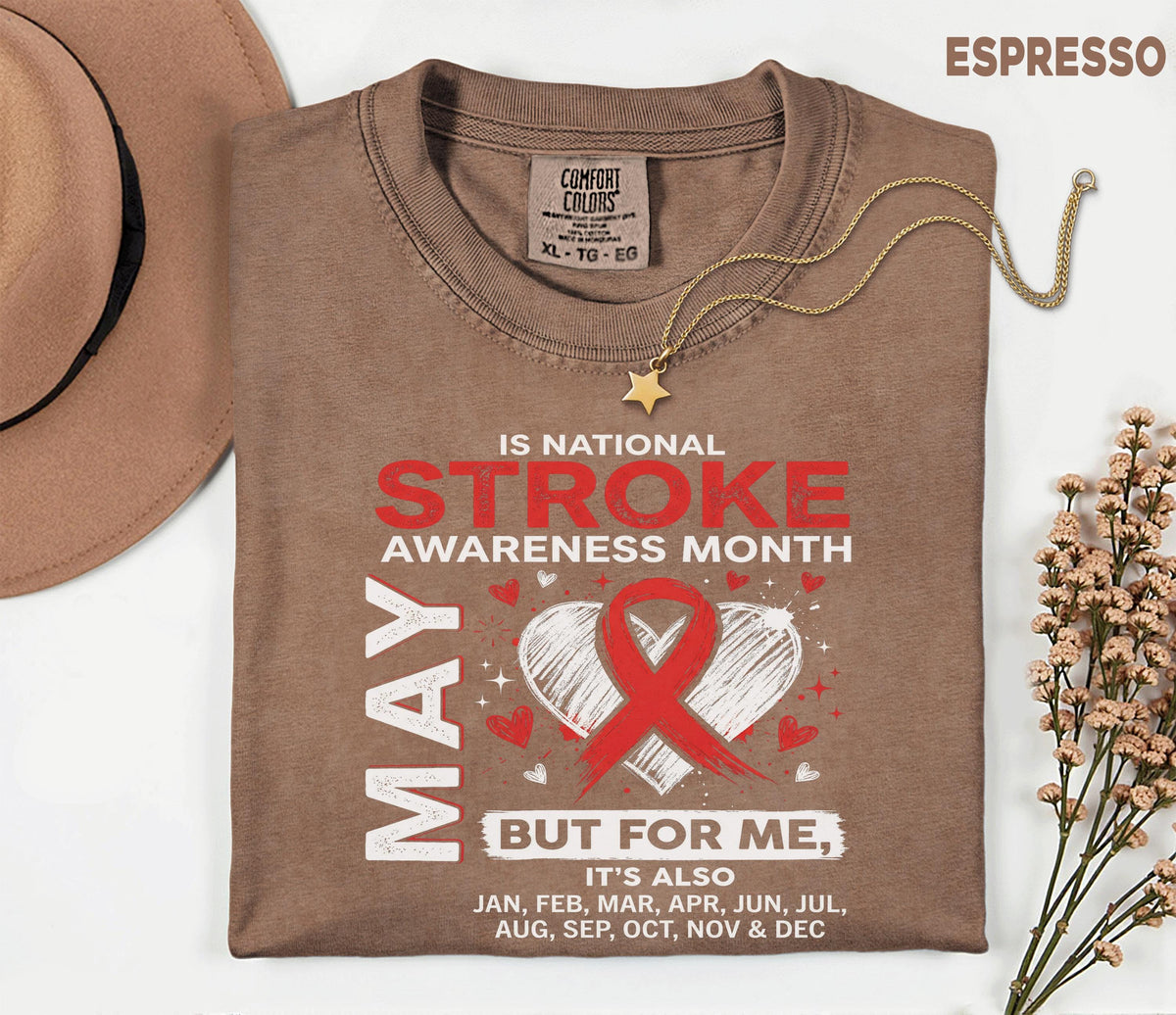 Comfort Colors Stroke Awareness Month Shirt, National Stroke Awareness Month May Tee, Red Ribbon Support Shirt, Medical Awareness Gift