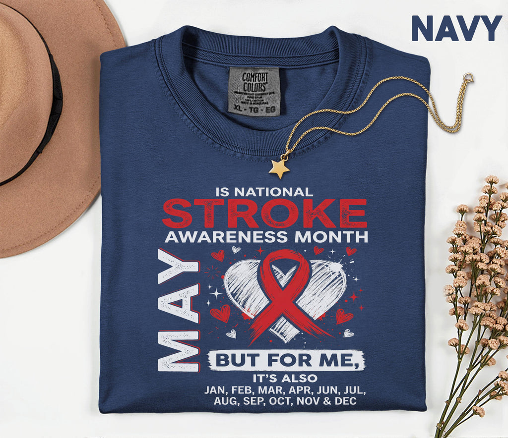 Comfort Colors Stroke Awareness Month Shirt, National Stroke Awareness Month May Tee, Red Ribbon Support Shirt, Medical Awareness Gift