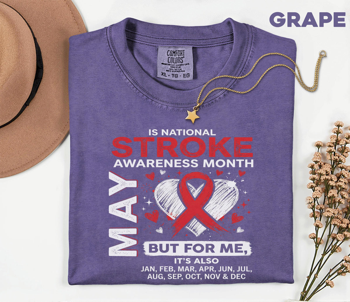 Comfort Colors Stroke Awareness Month Shirt, National Stroke Awareness Month May Tee, Red Ribbon Support Shirt, Medical Awareness Gift