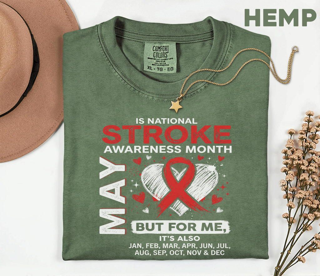Comfort Colors Stroke Awareness Month Shirt, National Stroke Awareness Month May Tee, Red Ribbon Support Shirt, Medical Awareness Gift