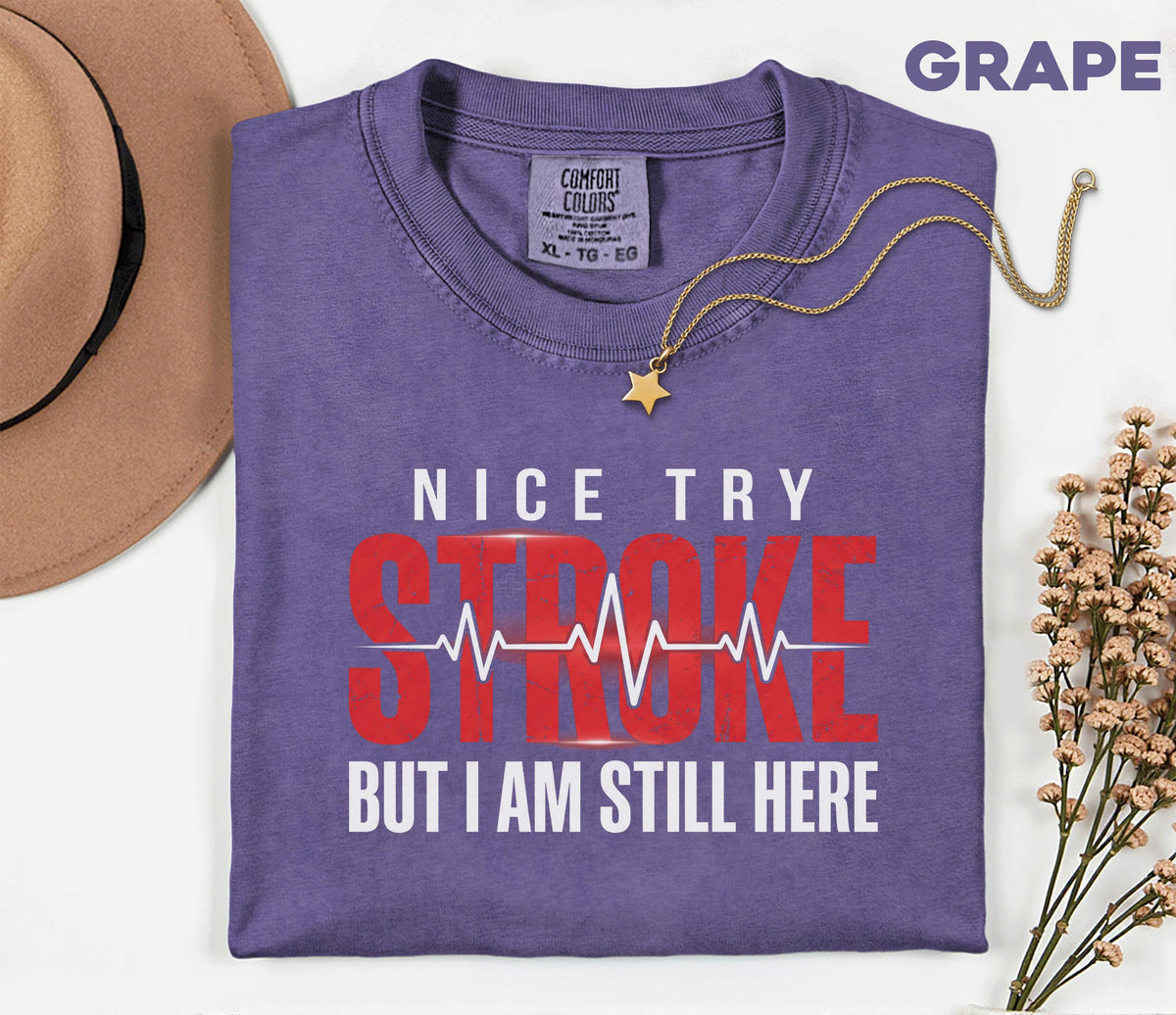 Nice Try Stroke Survivor Shirt, Comfort Colors Stroke Awareness Tee, Inspirational Stroke Warrior Gift, Medical Recovery T-Shirt