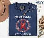 I'm A Survivor Stroke Awareness Shirt, Comfort Colors Stroke Awareness Tee, Red Ribbon Survivor Gift, Inspirational Warrior T-Shirt
