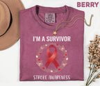 I'm A Survivor Stroke Awareness Shirt, Comfort Colors Stroke Awareness Tee, Red Ribbon Survivor Gift, Inspirational Warrior T-Shirt