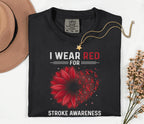 I Wear Red For Stroke Awareness Shirt, Comfort Colors Stroke Awareness Tee