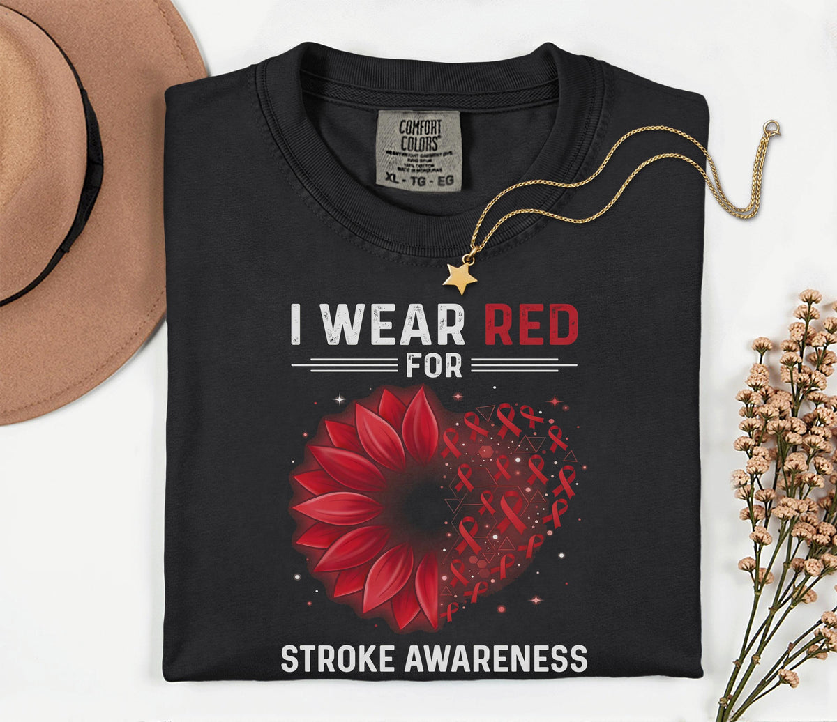 I Wear Red For Stroke Awareness Shirt, Comfort Colors Stroke Awareness Tee