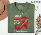 I Wear Red for My Dad Comfort Colors Shirt, Stroke Awareness Red Ribbon Tee, Support Stroke Survivor Gift, Father's Support Shirt
