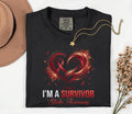 I'm A Survivor Stroke Awareness Comfort Colors Shirt, Red Ribbon Heart Tee