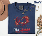 I'm A Survivor Stroke Awareness Comfort Colors Shirt, Red Ribbon Heart Tee, Stroke Survivor Gift, Medical Awareness T-Shirt