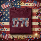 1776 Patriotic Shirt Vintage Patchwork USA Tee American Flag Retro Independence Day July 4th Freedom Gift Red White Blue Fourth of July
