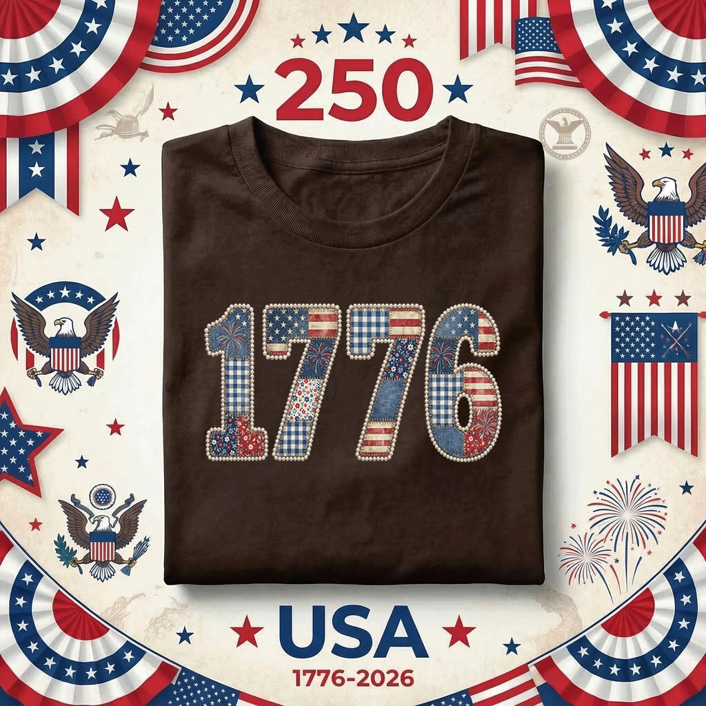1776 Patriotic Shirt Vintage Patchwork USA Tee American Flag Retro Independence Day July 4th Freedom Gift Red White Blue Fourth of July
