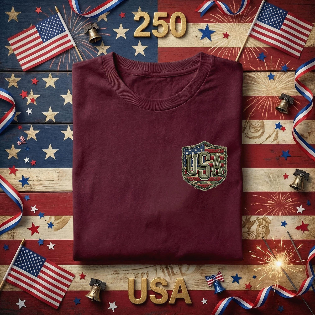 USA Pocket Patch Shirt Vintage Patriotic Minimalist Tee Small Chest Logo America Flag Shirt 4th of July Outfit Gift Idea Fourth of July