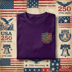 USA Pocket Patch Shirt Vintage Patriotic Minimalist Tee Small Chest Logo America Flag Shirt 4th of July Outfit Gift Idea Fourth of July