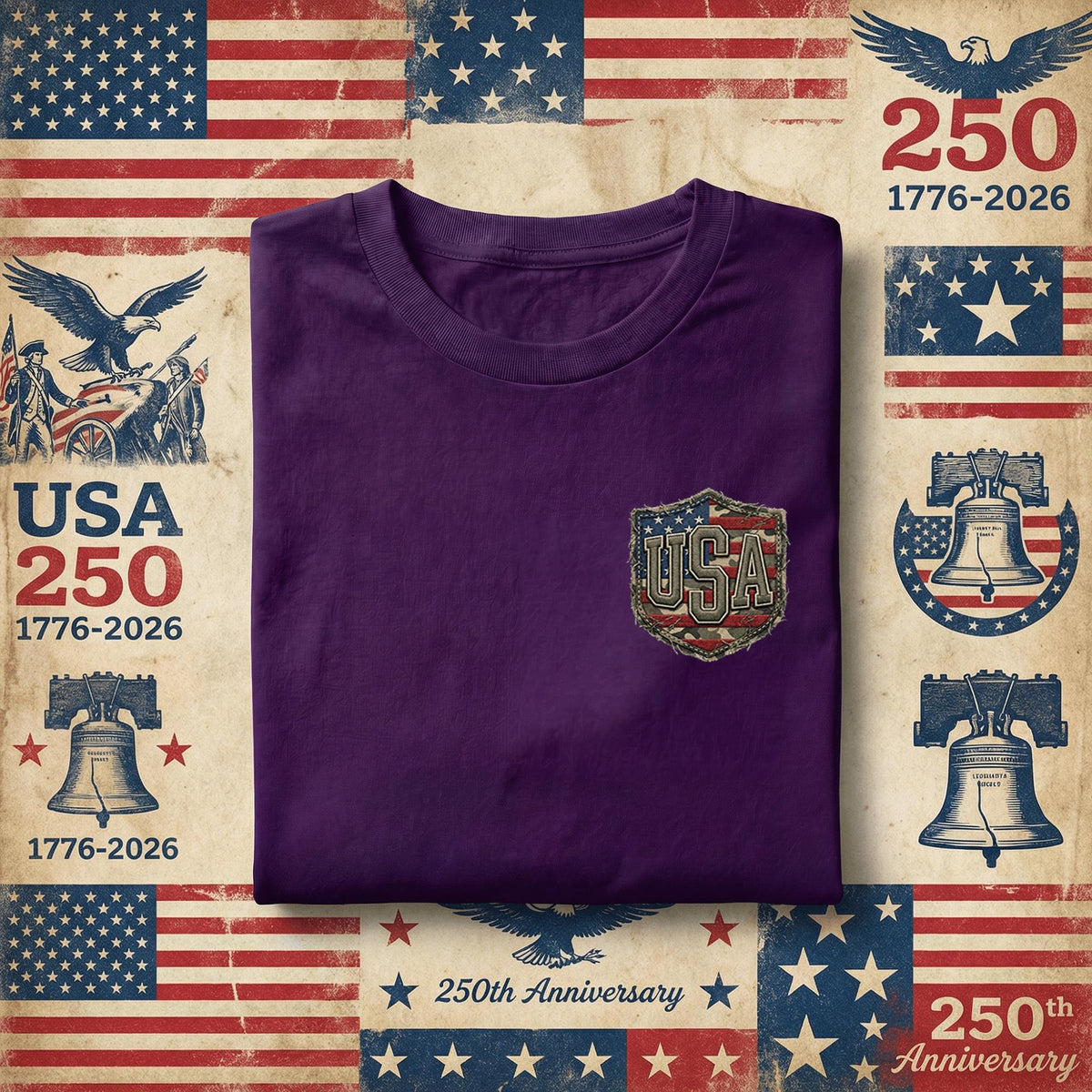 USA Pocket Patch Shirt Vintage Patriotic Minimalist Tee Small Chest Logo America Flag Shirt 4th of July Outfit Gift Idea Fourth of July