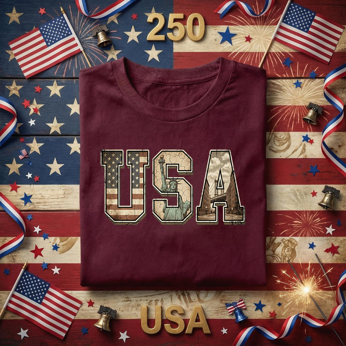 USA Vintage Flag Shirt Patriotic America Tee Statue of Liberty Graphic Independence Day Shirt 4th of July USA Pride Gift Idea Fourth of July