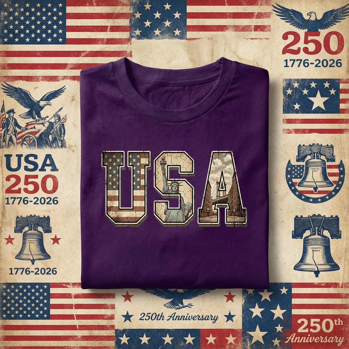 USA Vintage Flag Shirt Patriotic America Tee Statue of Liberty Graphic Independence Day Shirt 4th of July USA Pride Gift Idea Fourth of July