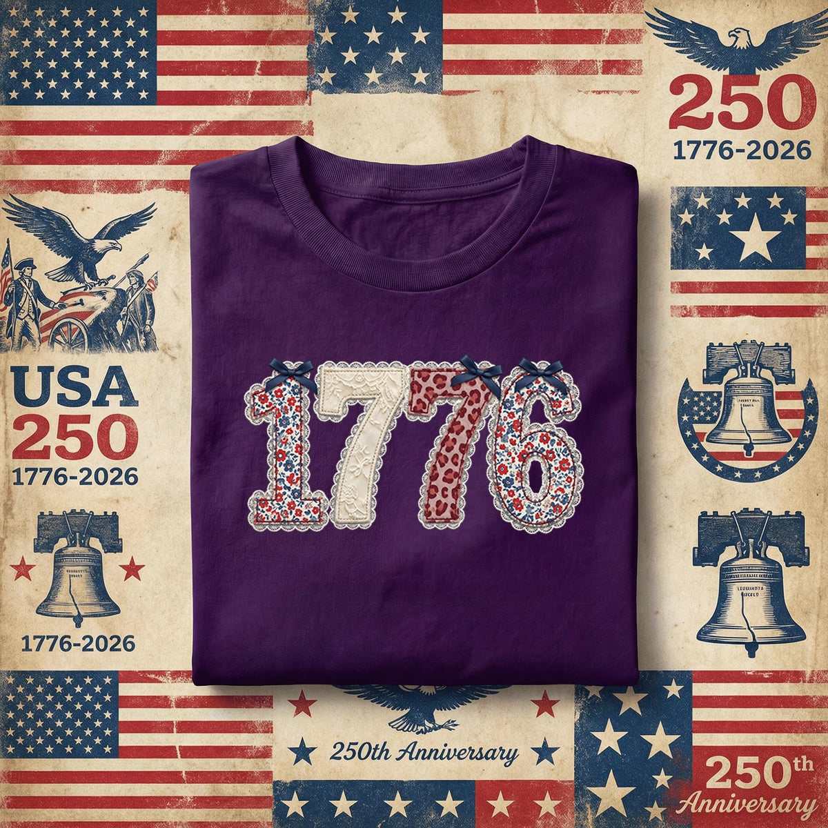 1776 Patriotic Shirt Vintage Floral Independence Day Tee USA Founding Year Shirt Fourth of July Retro American History Shirt 4th of July