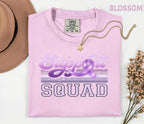 Support Squad Alzheimer’s Awareness Comfort Colors Shirt, Team Purple Ribbon Retro Style Tee, Matching Dementia Caregiver Support Gift