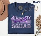 Support Squad Alzheimer’s Awareness Comfort Colors Shirt, Team Purple Ribbon Retro Style Tee, Matching Dementia Caregiver Support Gift