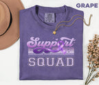 Support Squad Alzheimer’s Awareness Comfort Colors Shirt, Team Purple Ribbon Retro Style Tee