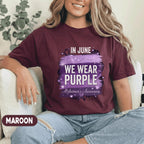 In June We Wear Purple Shirt, Alzheimer's Awareness T-Shirt, Purple Ribbon Support Tee, Alzheimer Support Gift, Caregiver Shirt