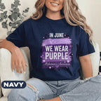 In June We Wear Purple Shirt, Alzheimer's Awareness T-Shirt, Purple Ribbon Support Tee, Alzheimer Support Gift, Caregiver Shirt