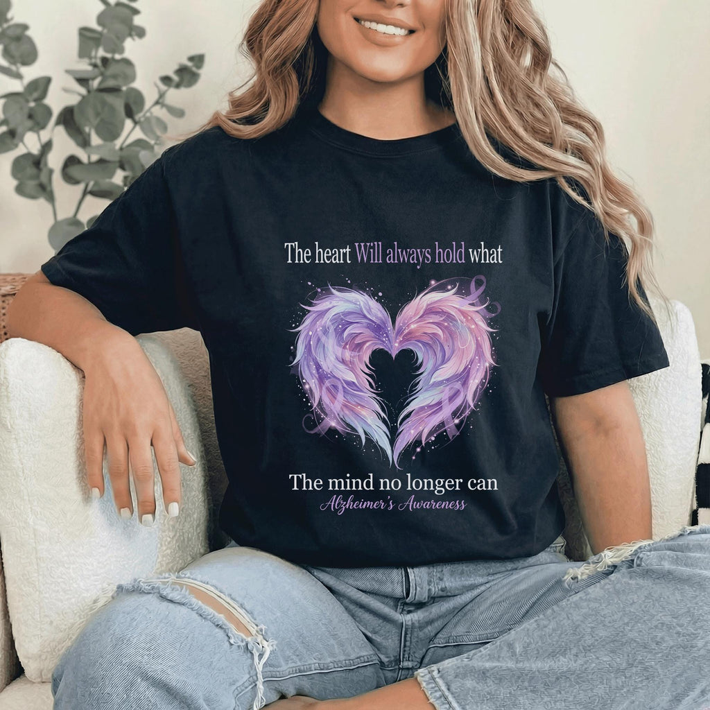 Alzheimer’s Awareness Shirt, The Heart Will Always Hold What The Mind No Longer Can Tee