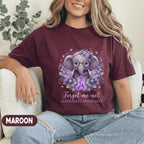 Forget Me Not Alzheimer’s Awareness Shirt, Cute Purple Elephant with Glasses Tee, Dementia Support Gift, Memory Loss Awareness Top