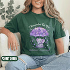 I Remember For You Alzheimer’s Awareness Shirt, Cute Purple Elephant Under Umbrella Tee, Dementia Support Gift, Caregiver Memory Shirt
